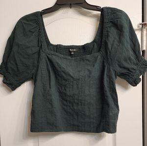 Madewell Puff Sleeve Crop Top in Stripe